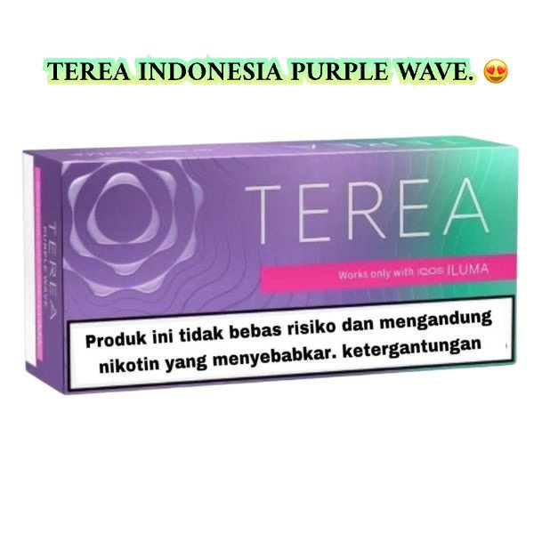 Terea Indonesia Purple Wave vape device packaging with branding and product information.