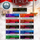 A promotional graphic for TERA Indonesia showing multiple TERA oil vape flavor options arranged in a grid beneath a large TERA logo and Indonesian flag. The image includes flavor labels such as Oza pearl, Sun pearl, sierra, bronze, apricity, black ruby, purple wave, blue, Green, Yugen, and Straight wave, along with city and monument imagery in the background.