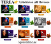 Various boxes of Terea with different flavors and colors on a white background.