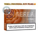 A pack of Terea Indonesia Sun Pearl cigarettes shown on a white background, with a prominent health warning label on the front and a circular 'Pos One In Sun Pearl Dubai' watermark logo on the left.