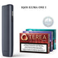 IQOS ILUMA ONE I device with Terea Sienna tobacco packs on a white background