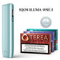 IQOS ILUMA ONE I device with Oterea Sienna tobacco packages on a white background