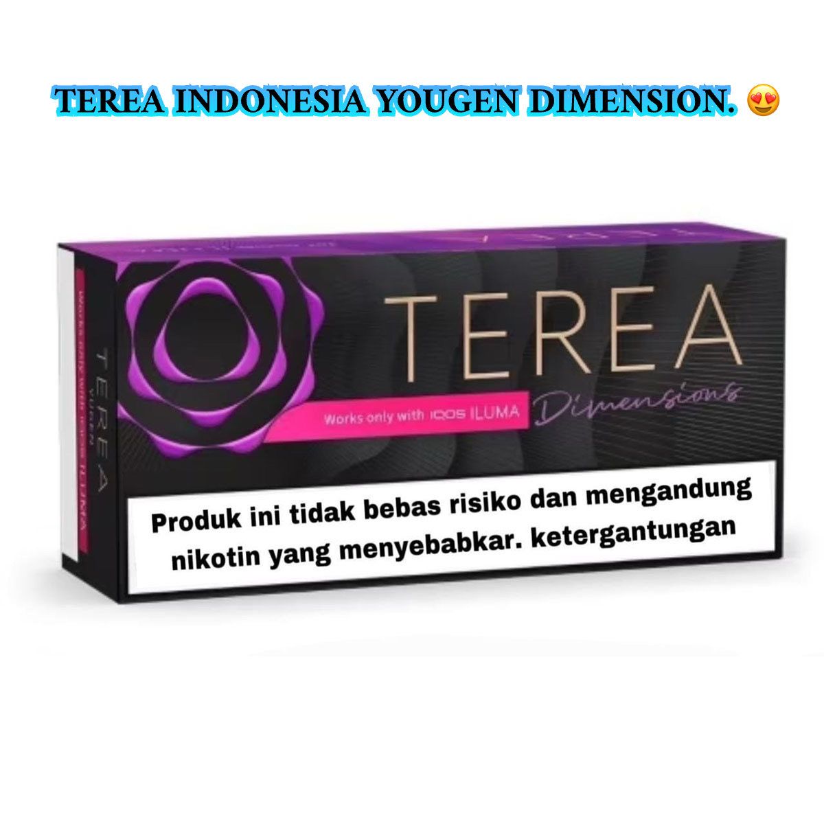 Terea Indonesia Yougen Dimension packaging with purple rose design on a white background